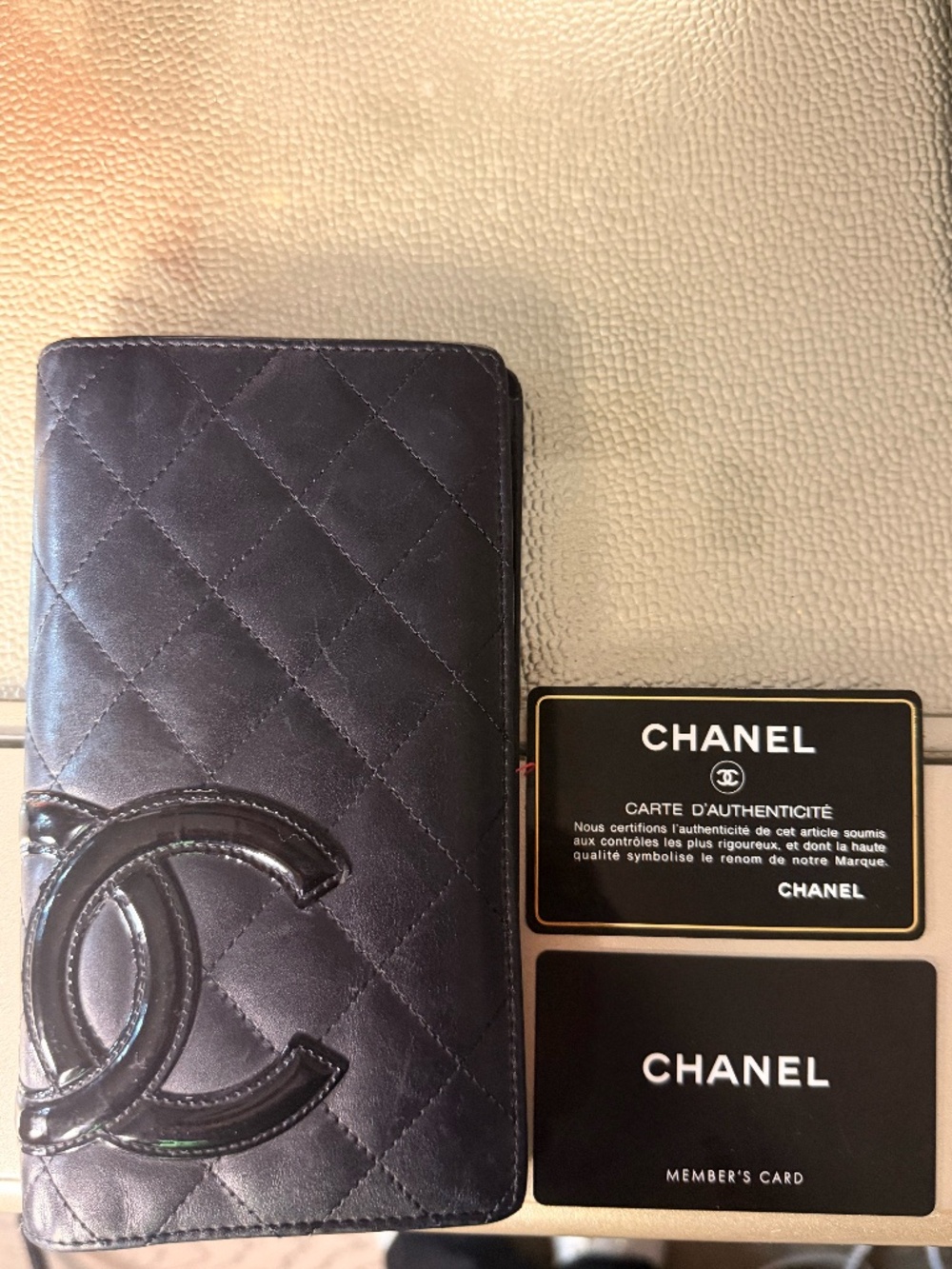 Chanel Black Quilted Leather Long Wallet with Pink Interior